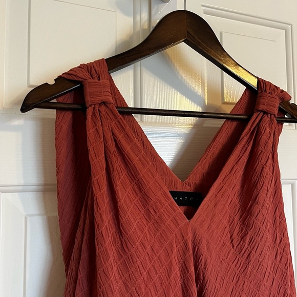 Hatch Amira Sleeveless Caftan Textured Dress Light Orange/ Terracotta One Size - Picture 4 of 7